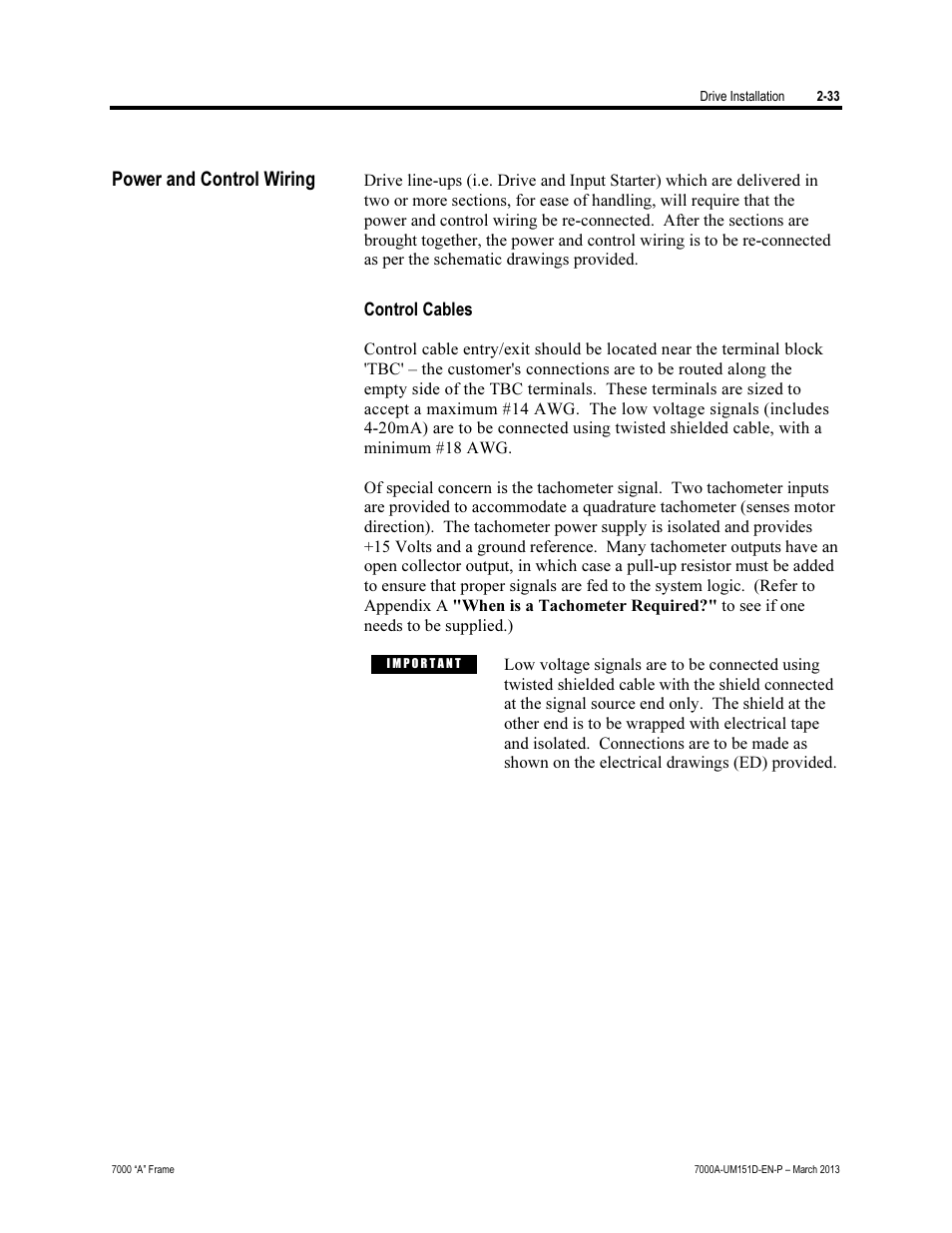 Power and control wiring | Rockwell Automation 7000A PowerFlex Medium Voltage AC Drive (A Frame) - ForGe Control (PanelView 550) User Manual | Page 55 / 222