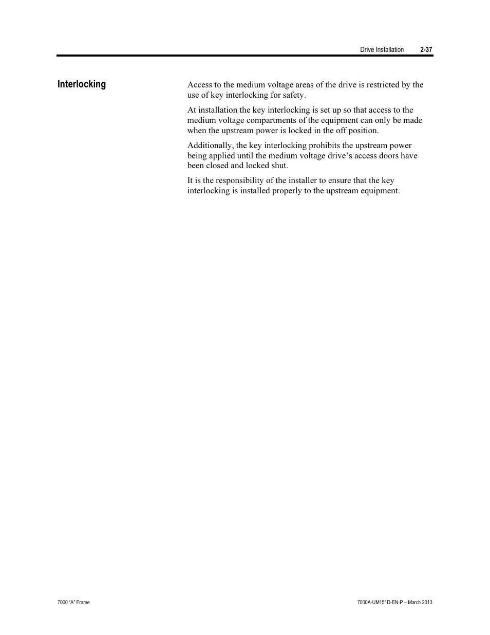 Interlocking | Rockwell Automation 7000A PowerFlex Medium Voltage AC Drive (A Frame) - ForGe Control (PanelView 550) User Manual | Page 59 / 222