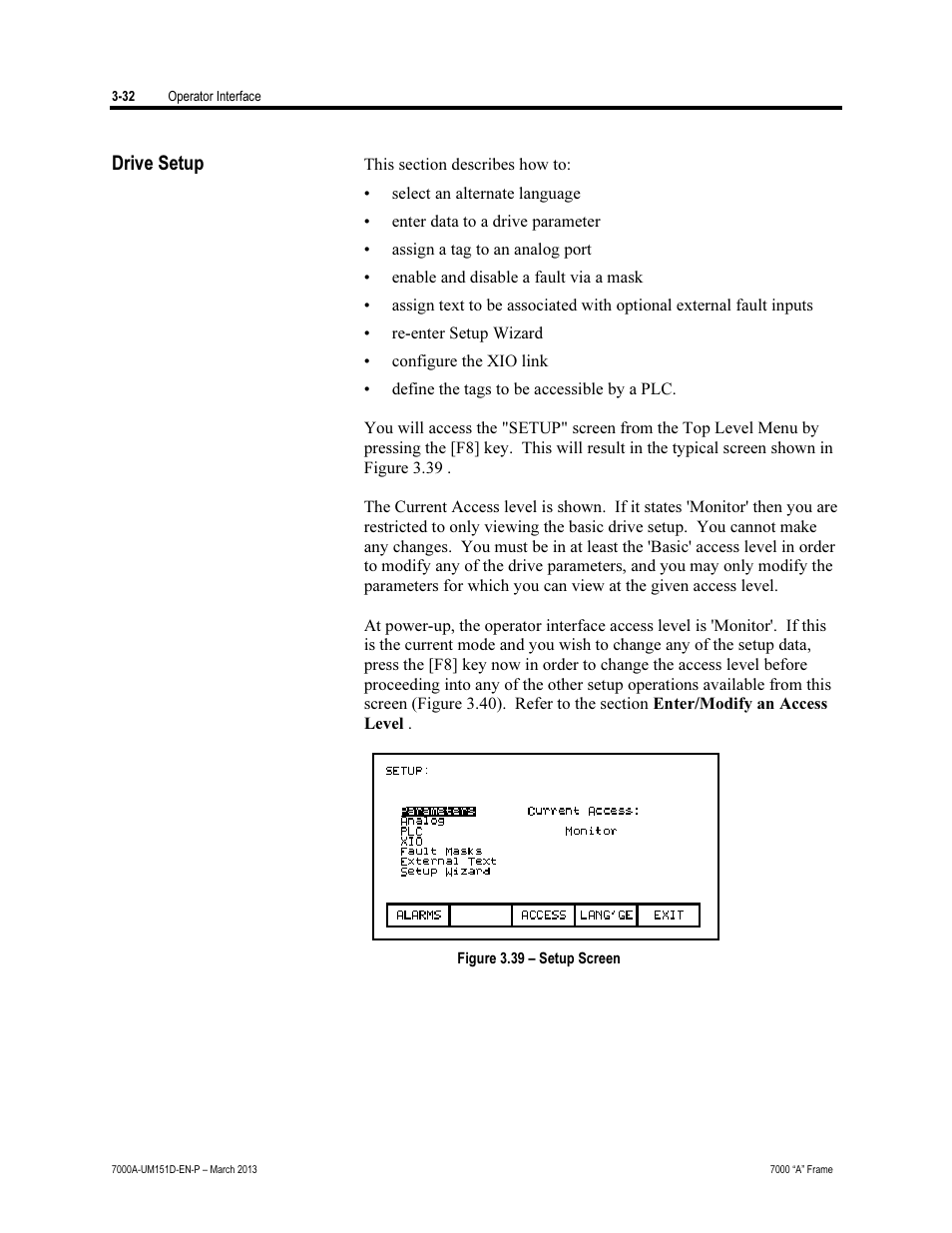 Drive setup | Rockwell Automation 7000A PowerFlex Medium Voltage AC Drive (A Frame) - ForGe Control (PanelView 550) User Manual | Page 92 / 222