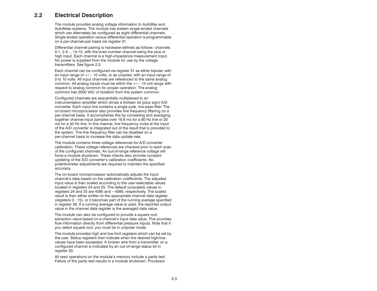 2 electrical description | Rockwell Automation 61C542 Voltage Input module User Manual | Page 11 / 68