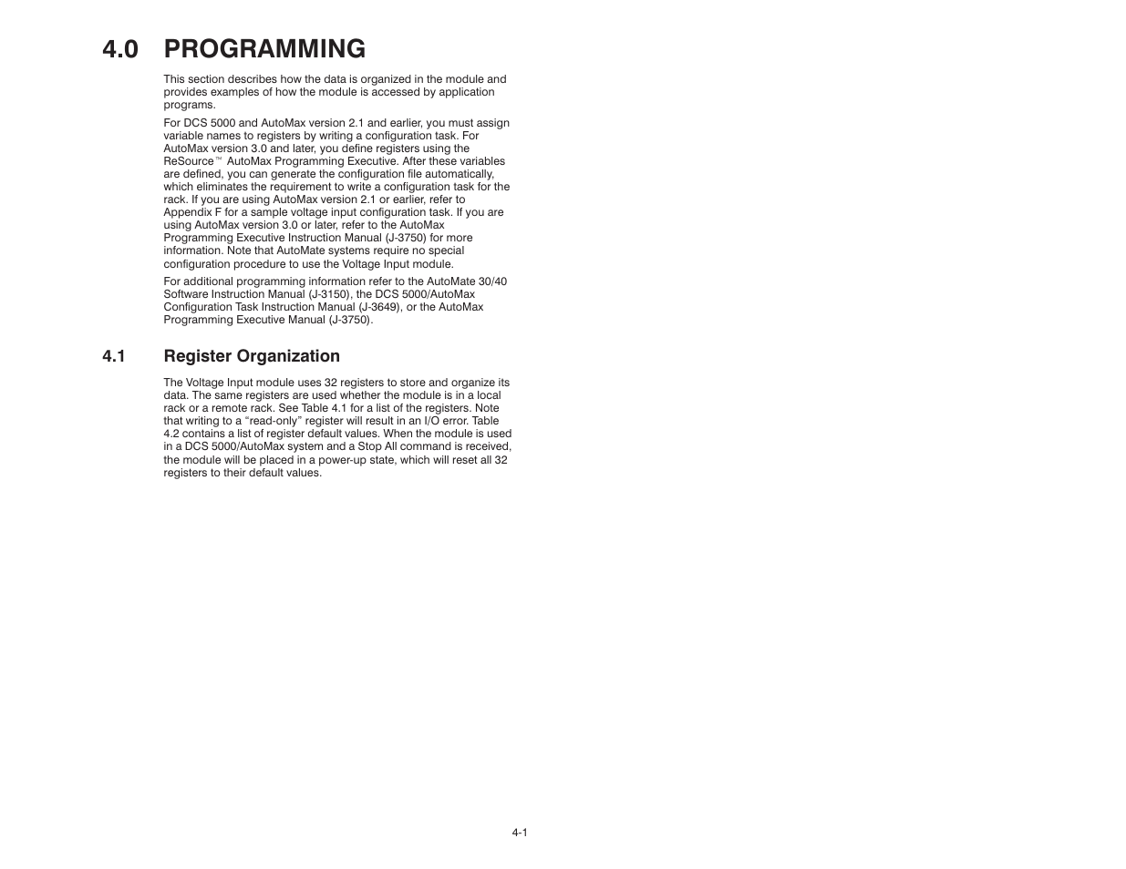 0 programming, 1 register organization | Rockwell Automation 61C542 Voltage Input module User Manual | Page 19 / 68