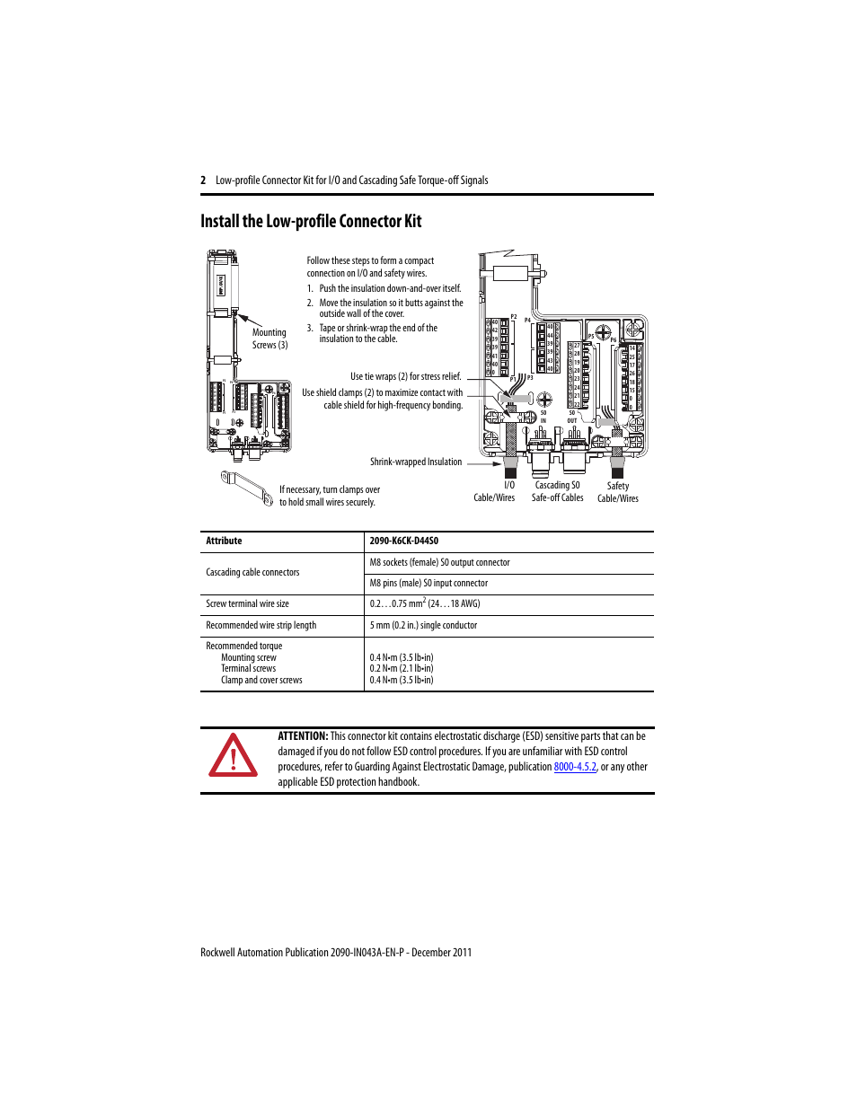 Install the low-profile connector kit | Rockwell Automation 2090-CS0DSDS-AAxx Low-profile Connector Kit for Cascading Safe Torque-off Signals User Manual | Page 2 / 4