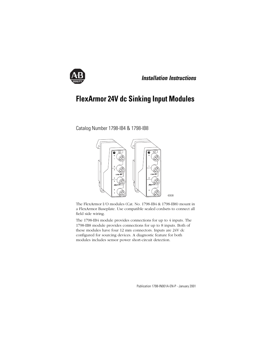 Rockwell Automation 1798-IB8 FlexArmor 24V dc Sinking Input Modules User Manual | 12 pages