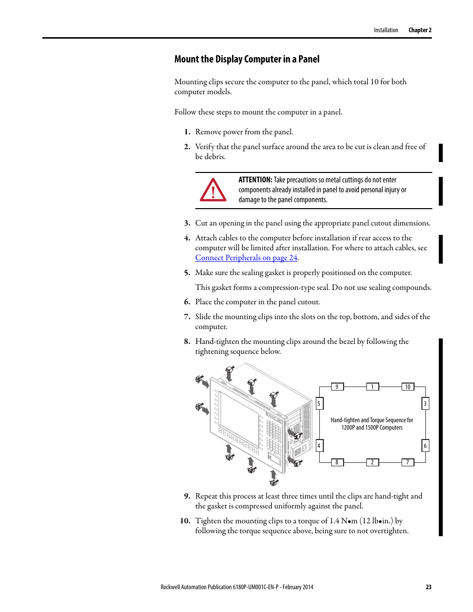 Mount the display computer in a panel | Rockwell Automation 6180P-xxxx Integrated Display Computers with Keypad User Manual User Manual | Page 23 / 68