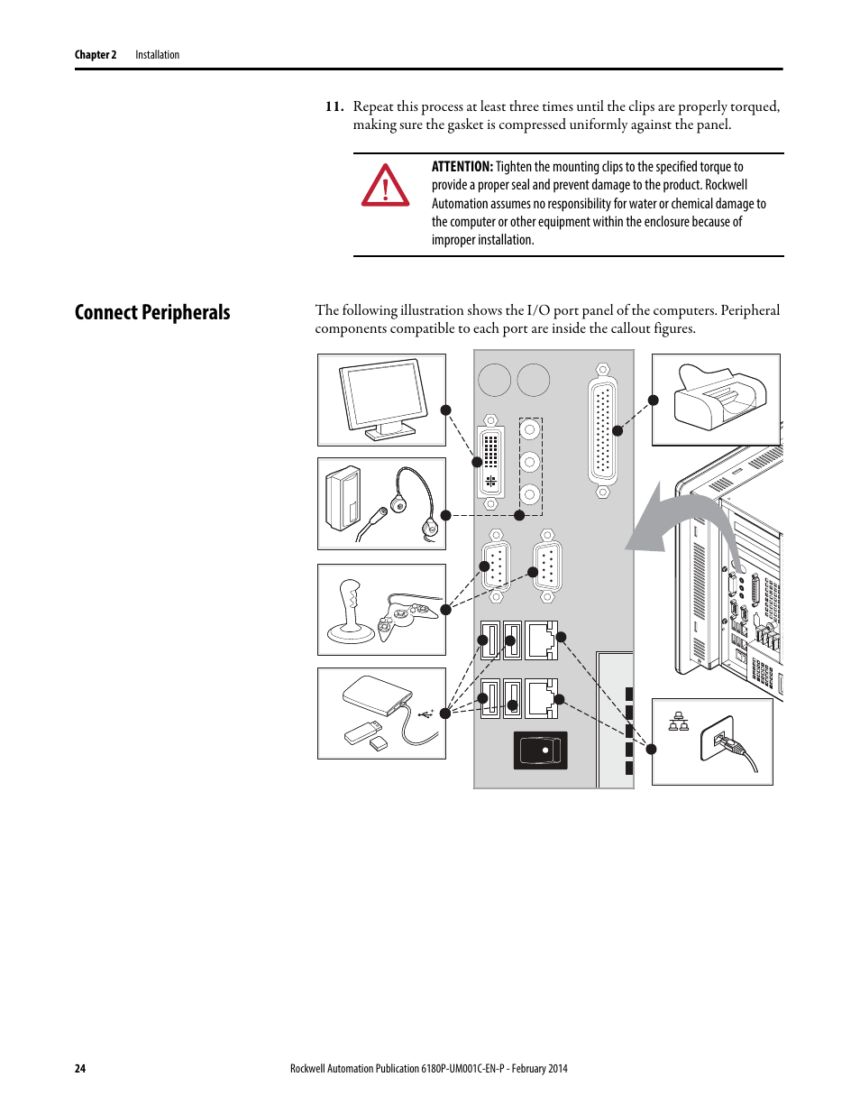 Connect peripherals | Rockwell Automation 6180P-xxxx Integrated Display Computers with Keypad User Manual User Manual | Page 24 / 68