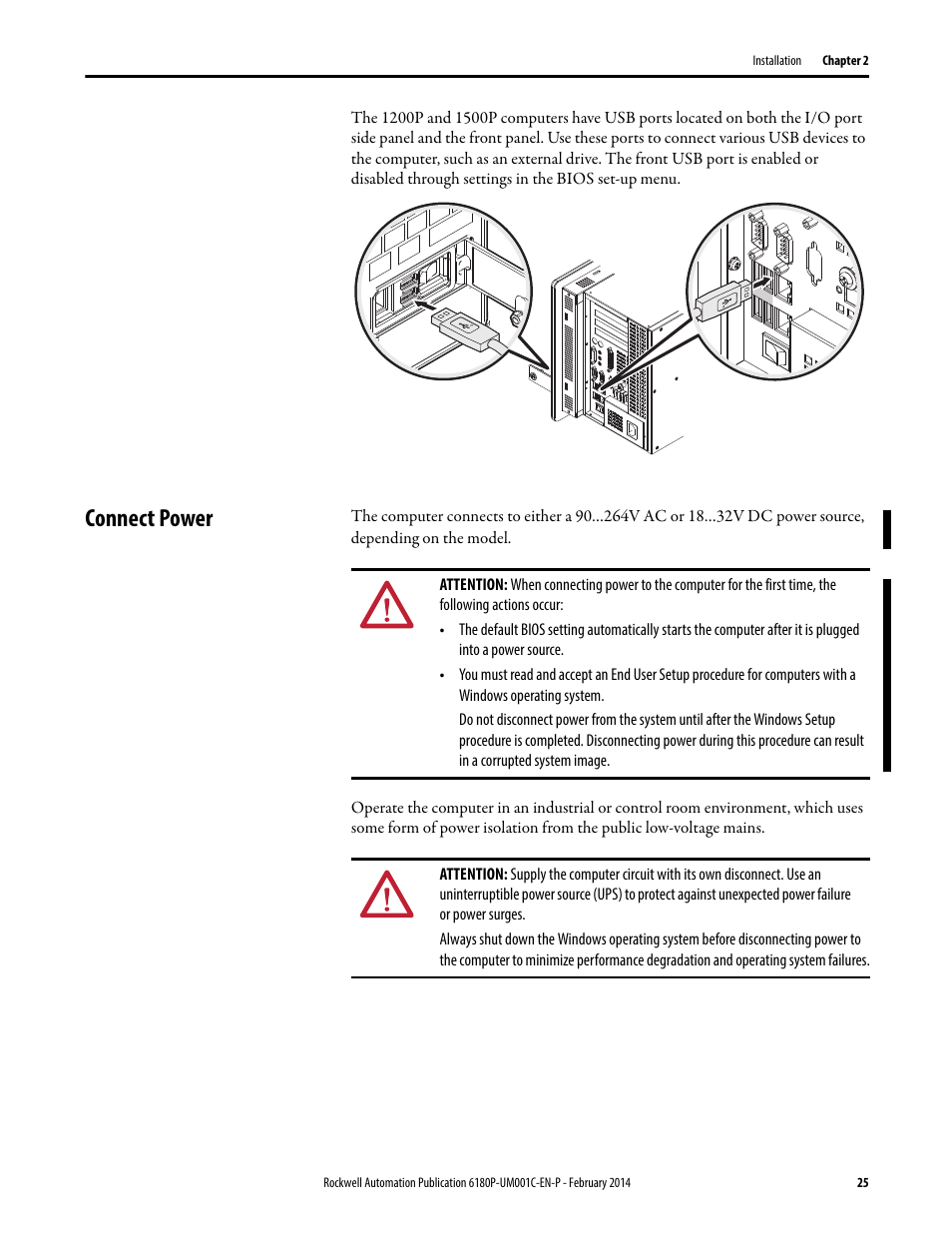 Connect power | Rockwell Automation 6180P-xxxx Integrated Display Computers with Keypad User Manual User Manual | Page 25 / 68