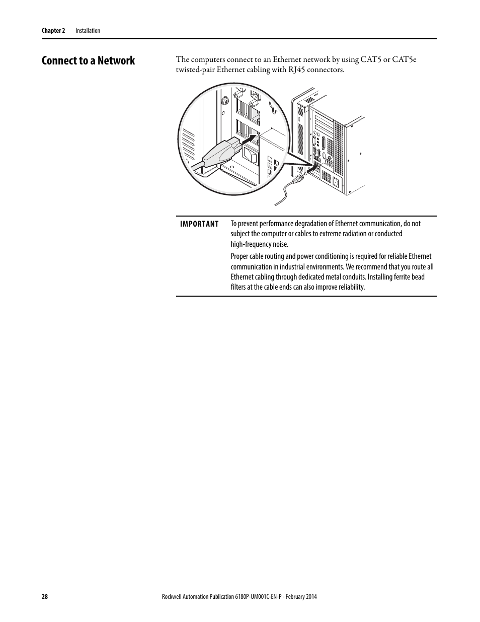 Connect to a network | Rockwell Automation 6180P-xxxx Integrated Display Computers with Keypad User Manual User Manual | Page 28 / 68