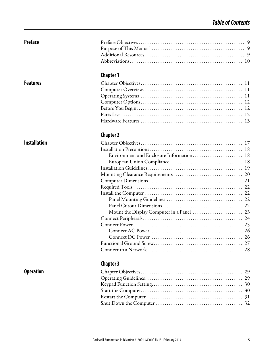 Rockwell Automation 6180P-xxxx Integrated Display Computers with Keypad User Manual User Manual | Page 5 / 68