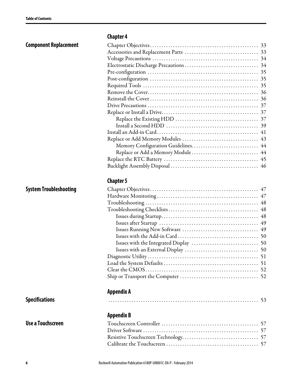 Rockwell Automation 6180P-xxxx Integrated Display Computers with Keypad User Manual User Manual | Page 6 / 68