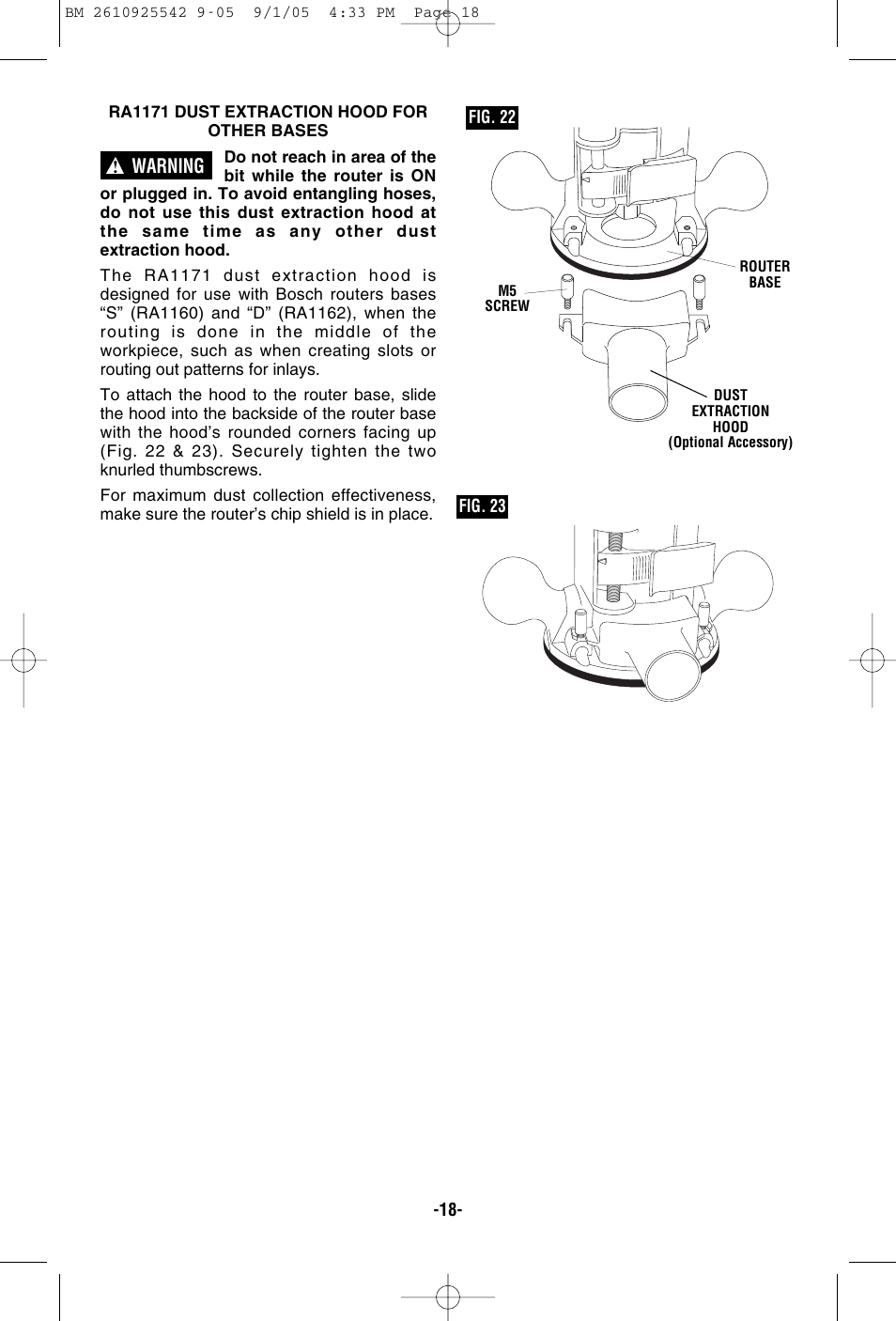 Warning | Bosch 1617 User Manual | Page 18 / 68
