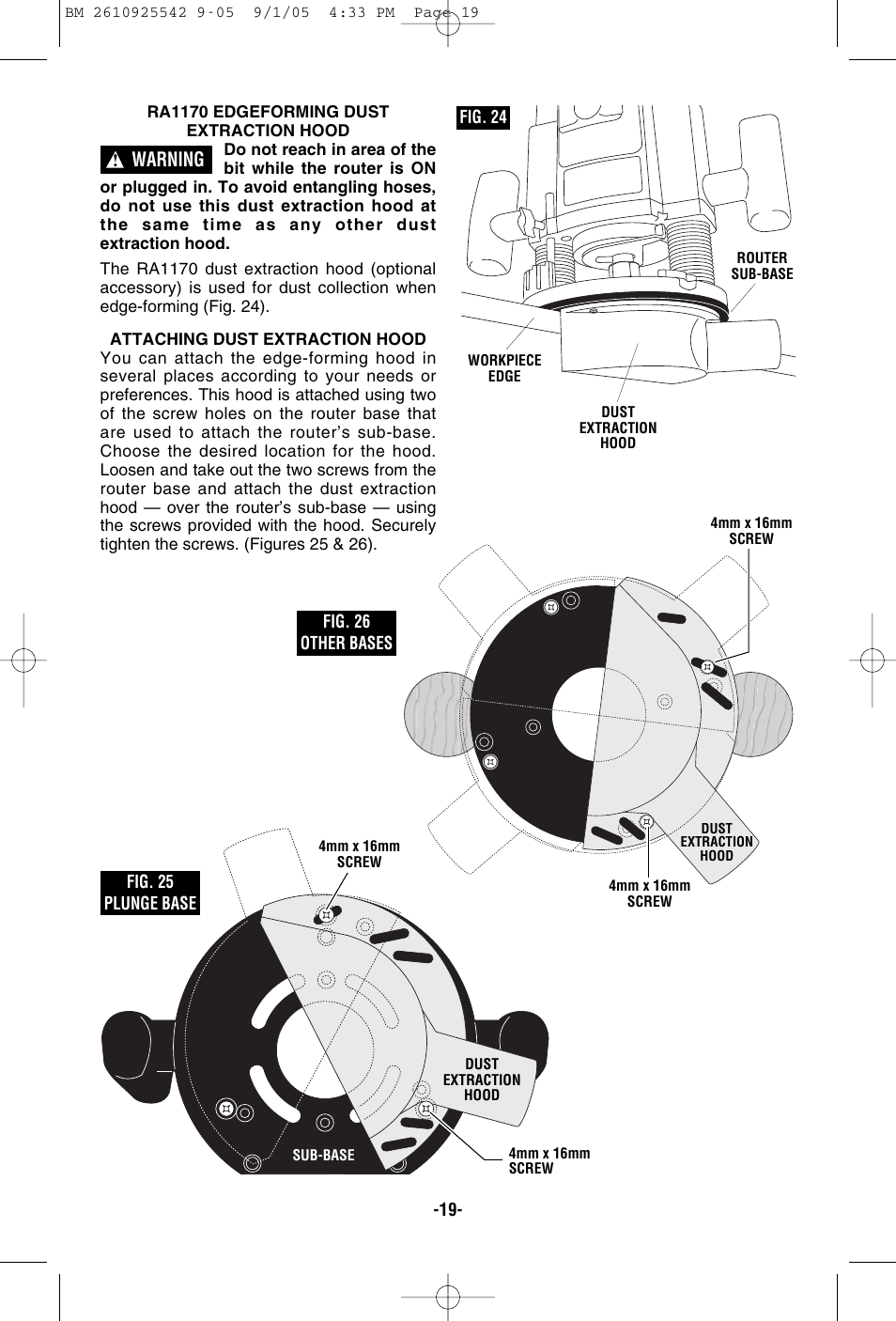 Warning | Bosch 1617 User Manual | Page 19 / 68