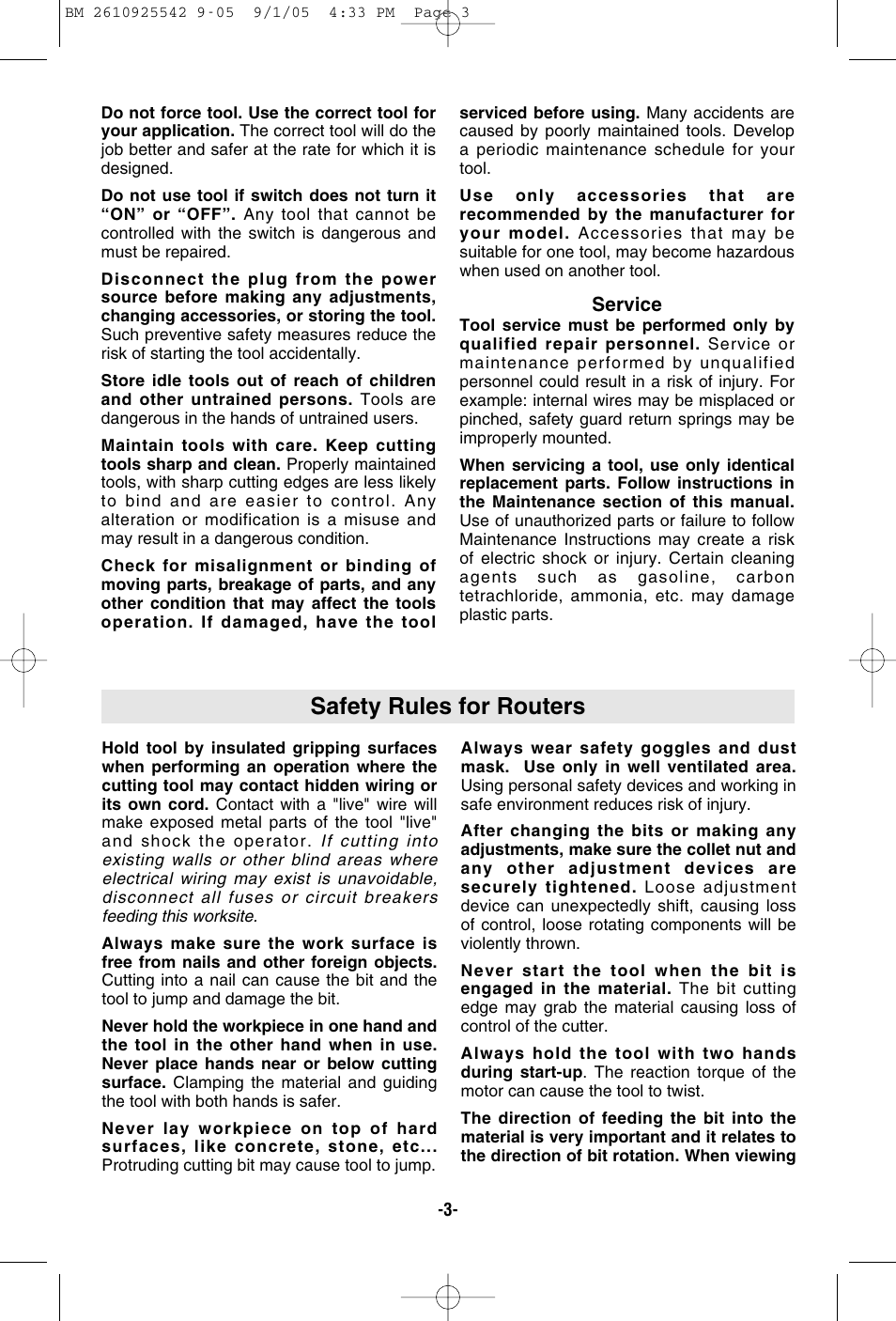 Safety rules for routers | Bosch 1617 User Manual | Page 3 / 68