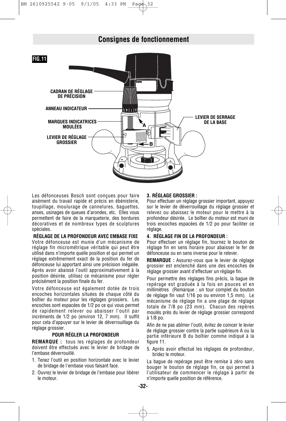 Consignes de fonctionnement | Bosch 1617 User Manual | Page 32 / 68
