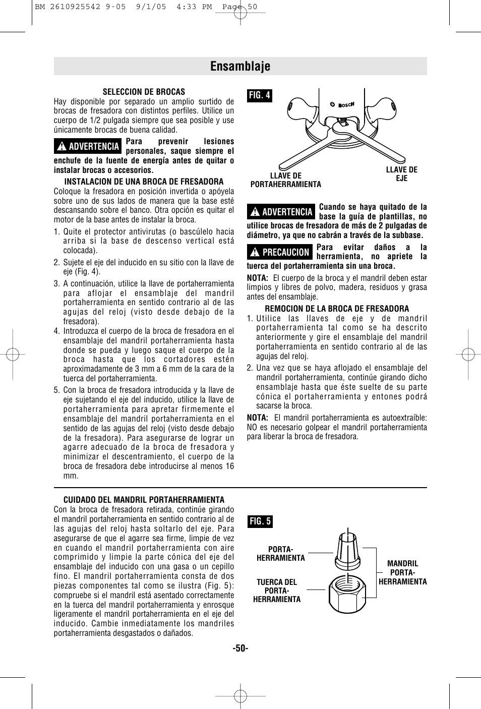Ensamblaje | Bosch 1617 User Manual | Page 50 / 68
