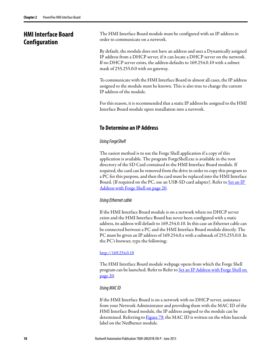 Hmi interface board configuration, To determine an ip address | Rockwell Automation 7000 PowerFlex HMI Offering with Enhanced Functionality User Manual | Page 20 / 90