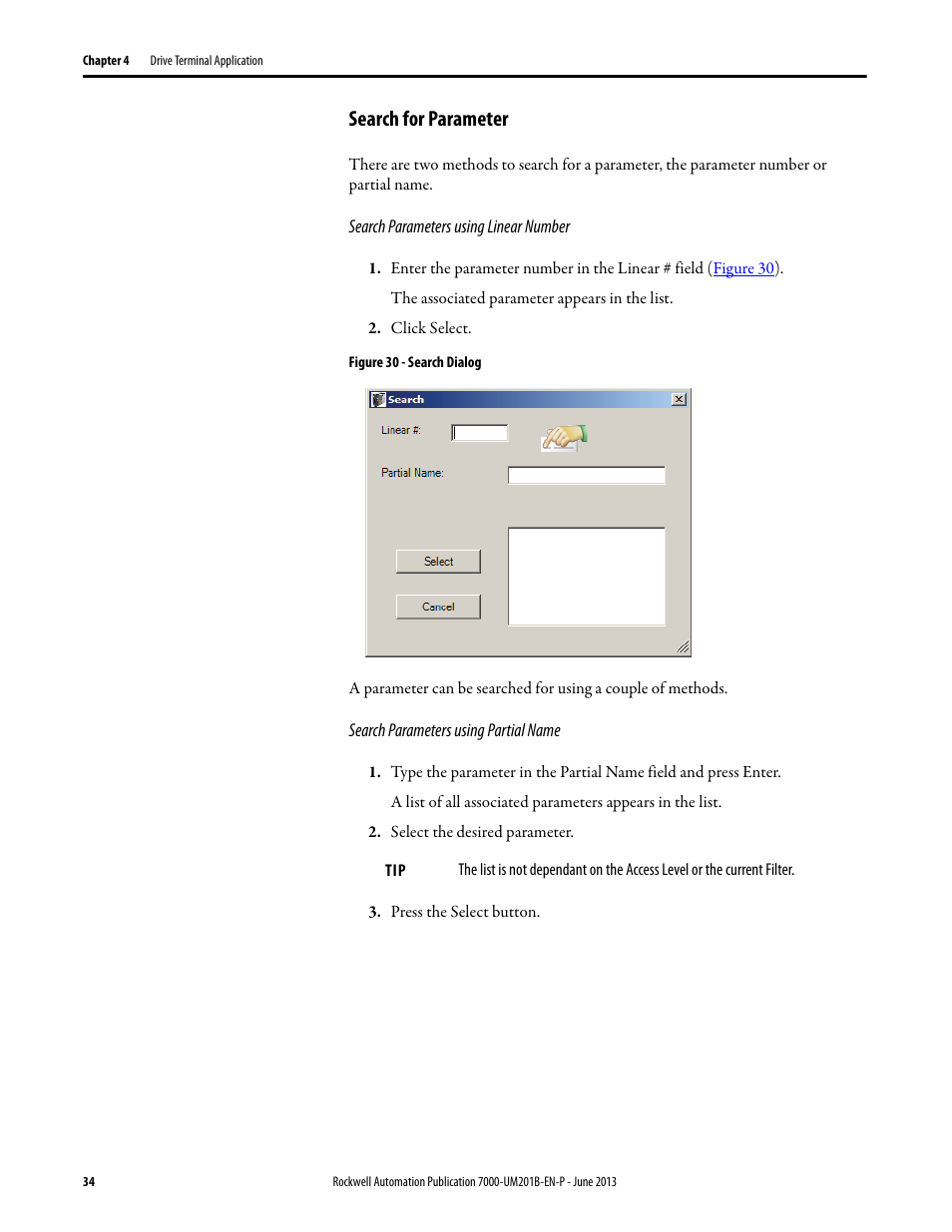 Search for parameter | Rockwell Automation 7000 PowerFlex HMI Offering with Enhanced Functionality User Manual | Page 36 / 90