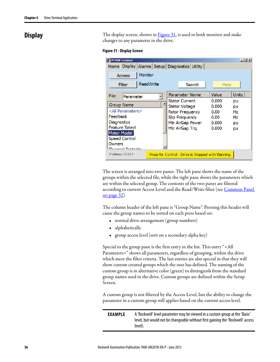 Display | Rockwell Automation 7000 PowerFlex HMI Offering with Enhanced Functionality User Manual | Page 38 / 90