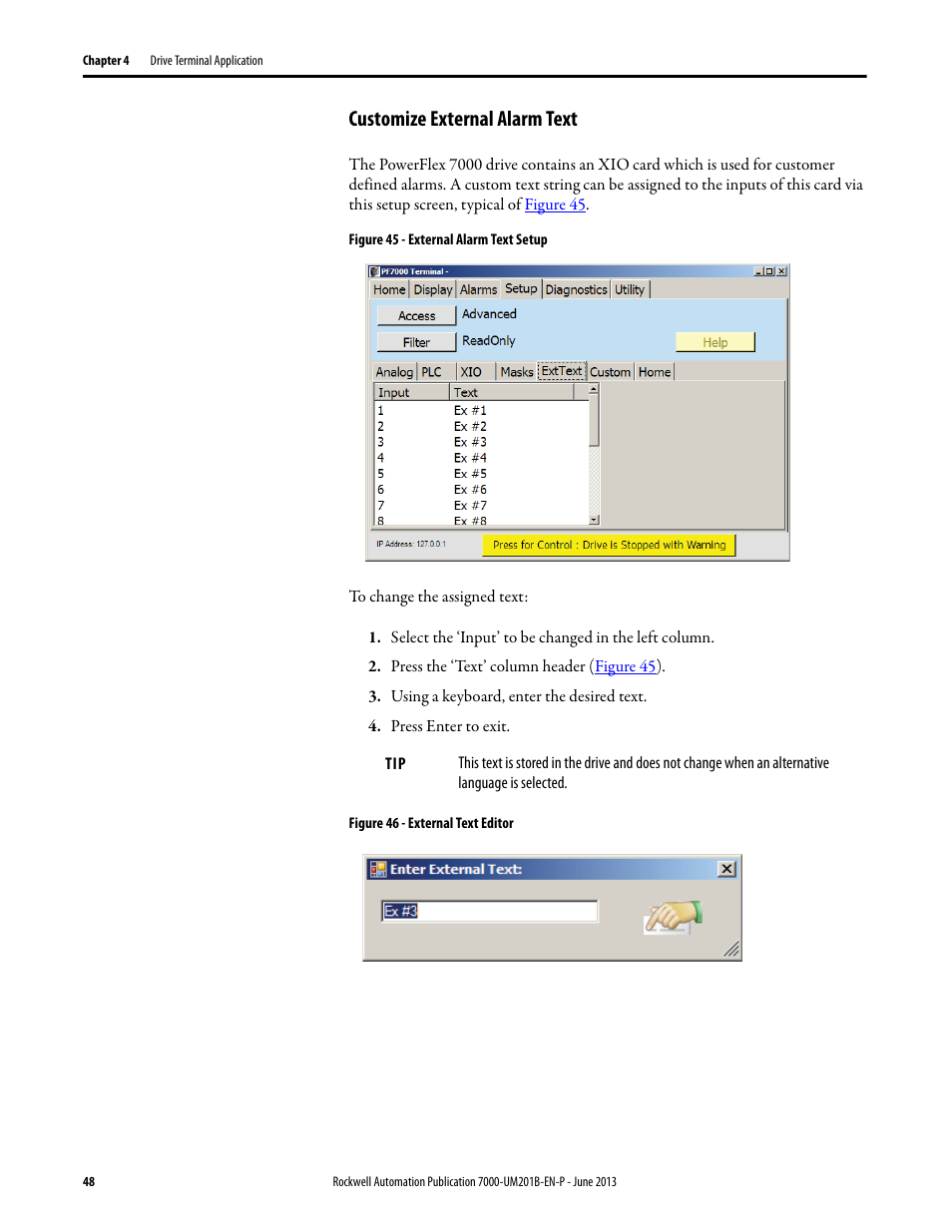 Customize external alarm text | Rockwell Automation 7000 PowerFlex HMI Offering with Enhanced Functionality User Manual | Page 50 / 90