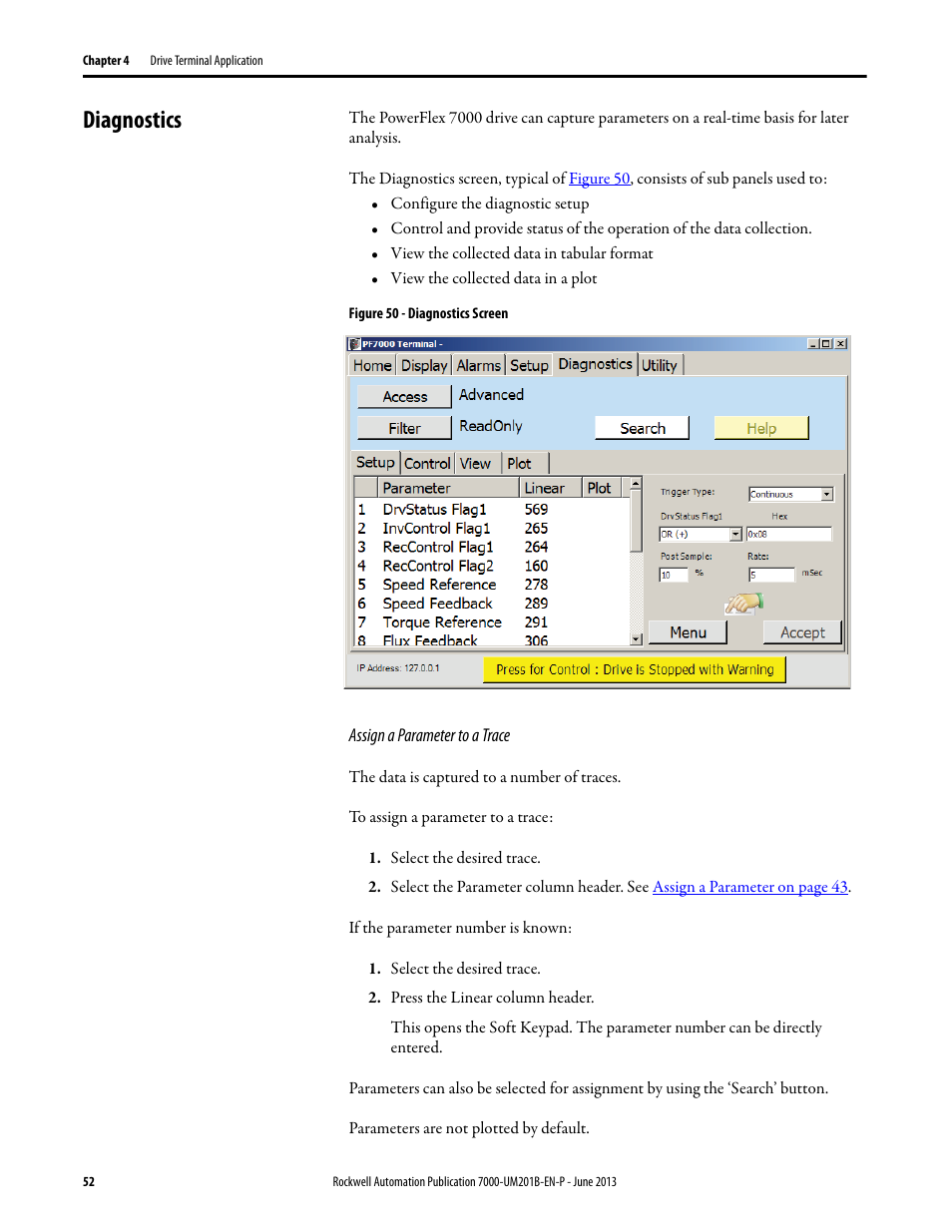 Diagnostics | Rockwell Automation 7000 PowerFlex HMI Offering with Enhanced Functionality User Manual | Page 54 / 90