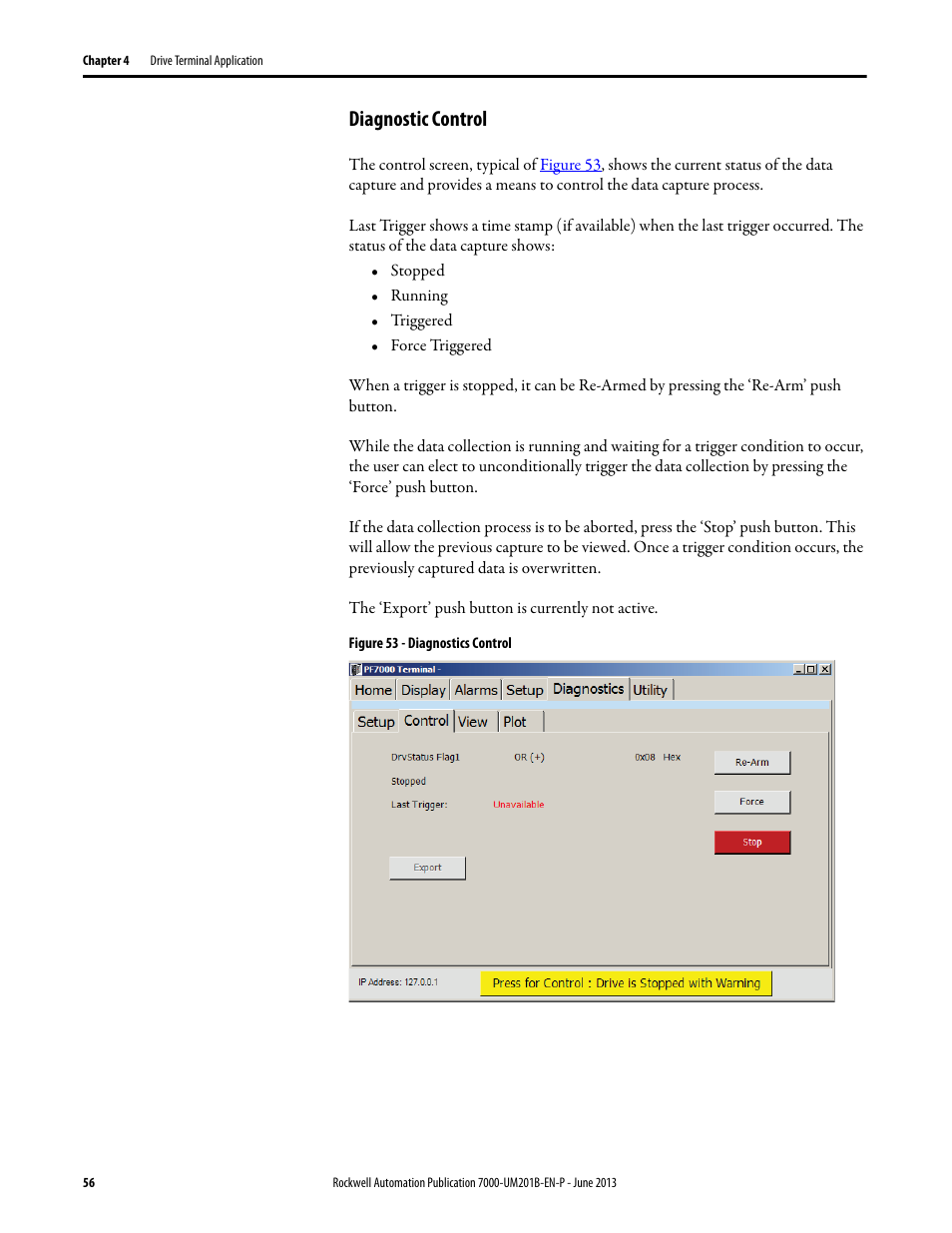 Diagnostic control | Rockwell Automation 7000 PowerFlex HMI Offering with Enhanced Functionality User Manual | Page 58 / 90