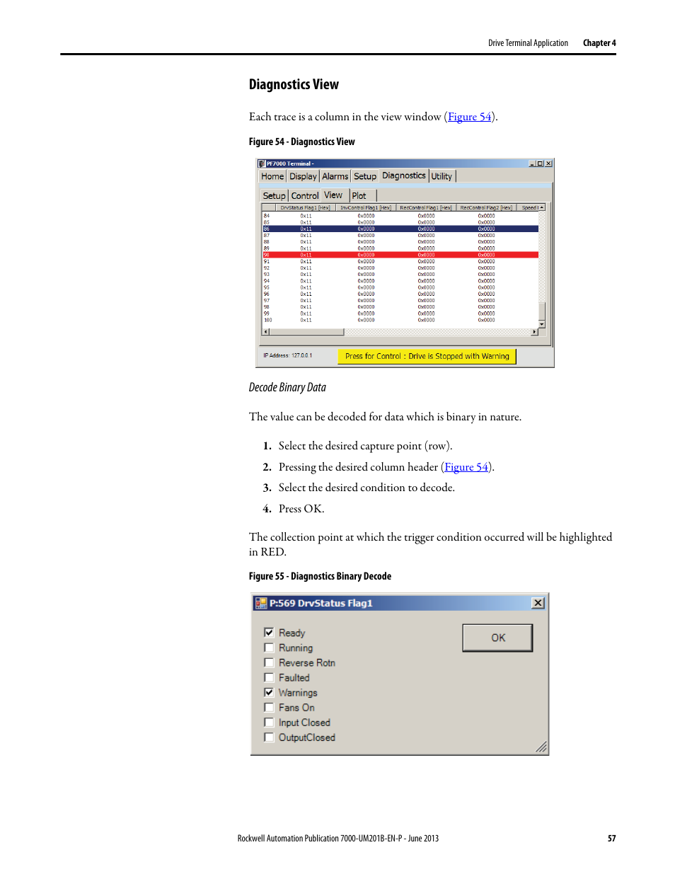 Diagnostics view | Rockwell Automation 7000 PowerFlex HMI Offering with Enhanced Functionality User Manual | Page 59 / 90