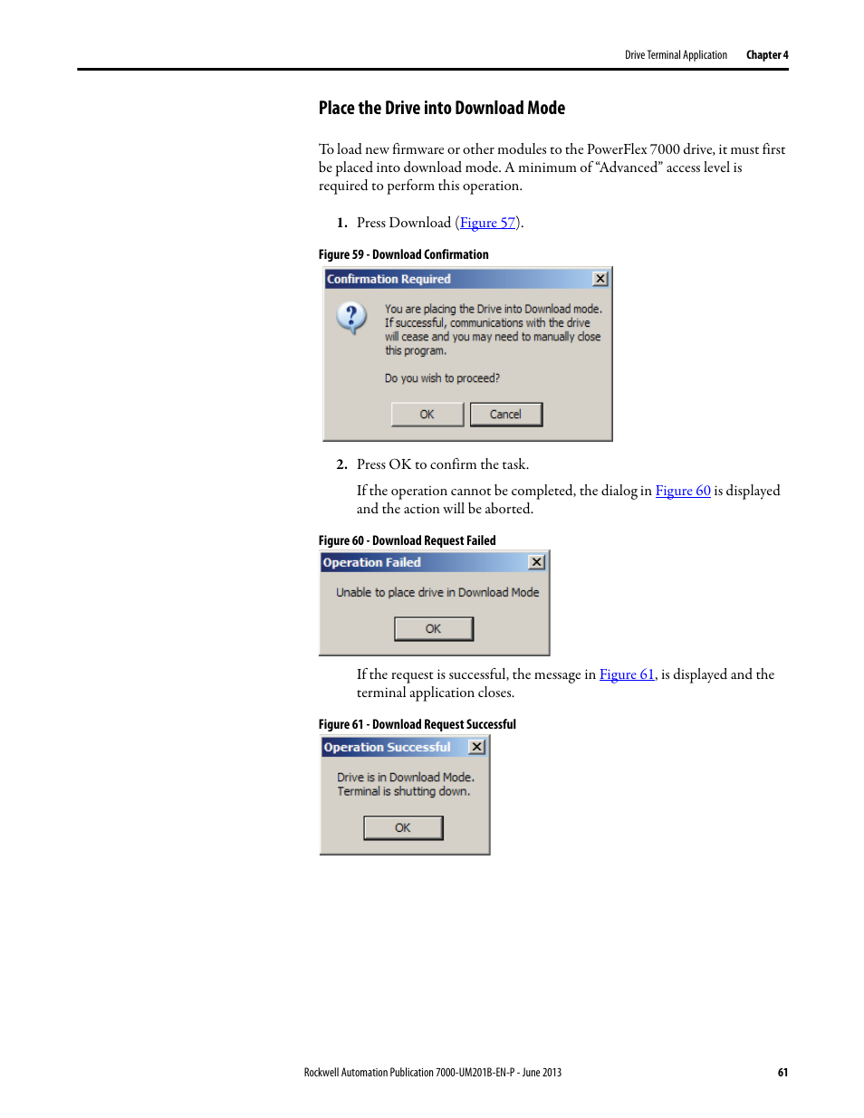Place the drive into download mode | Rockwell Automation 7000 PowerFlex HMI Offering with Enhanced Functionality User Manual | Page 63 / 90