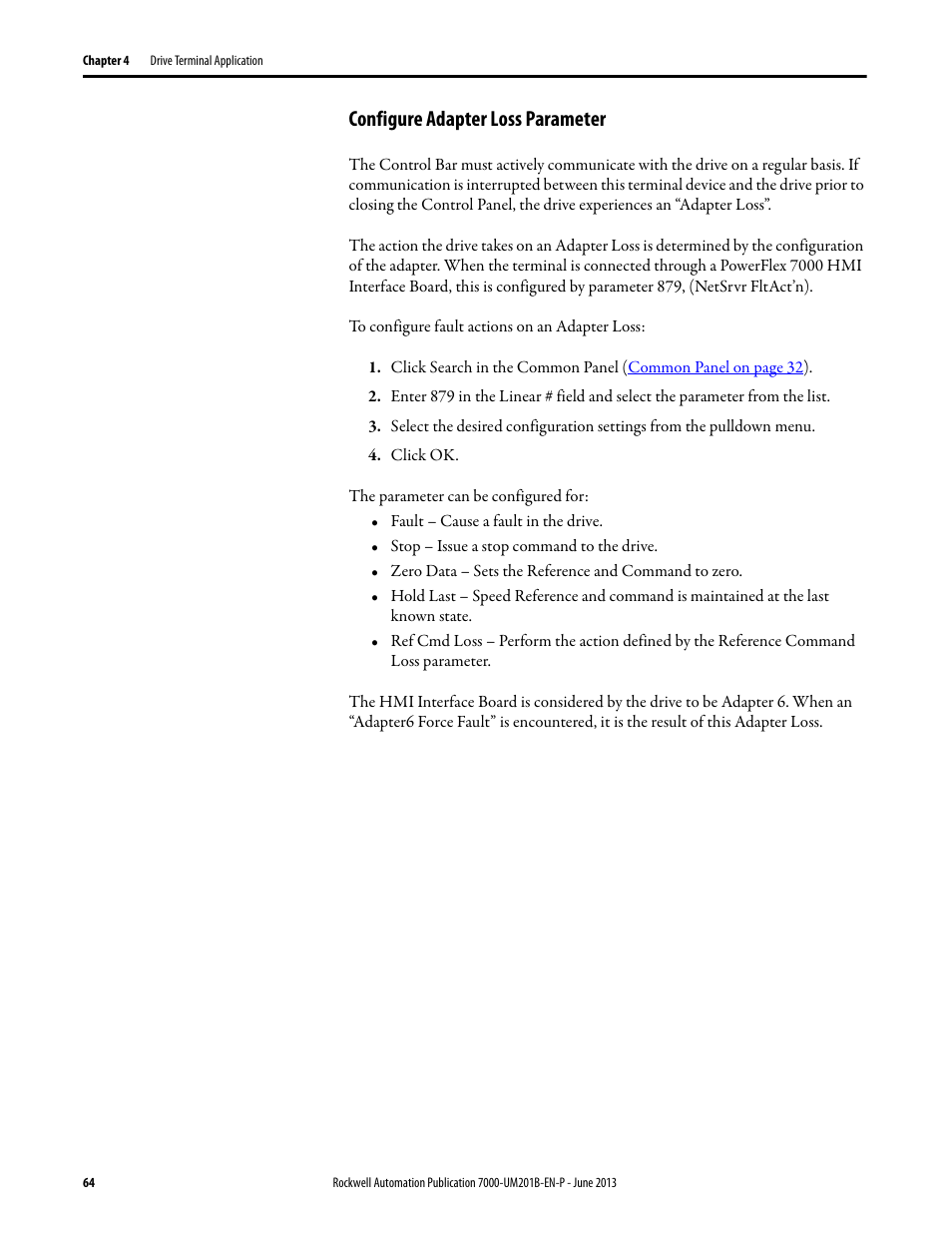 Configure adapter loss parameter | Rockwell Automation 7000 PowerFlex HMI Offering with Enhanced Functionality User Manual | Page 66 / 90