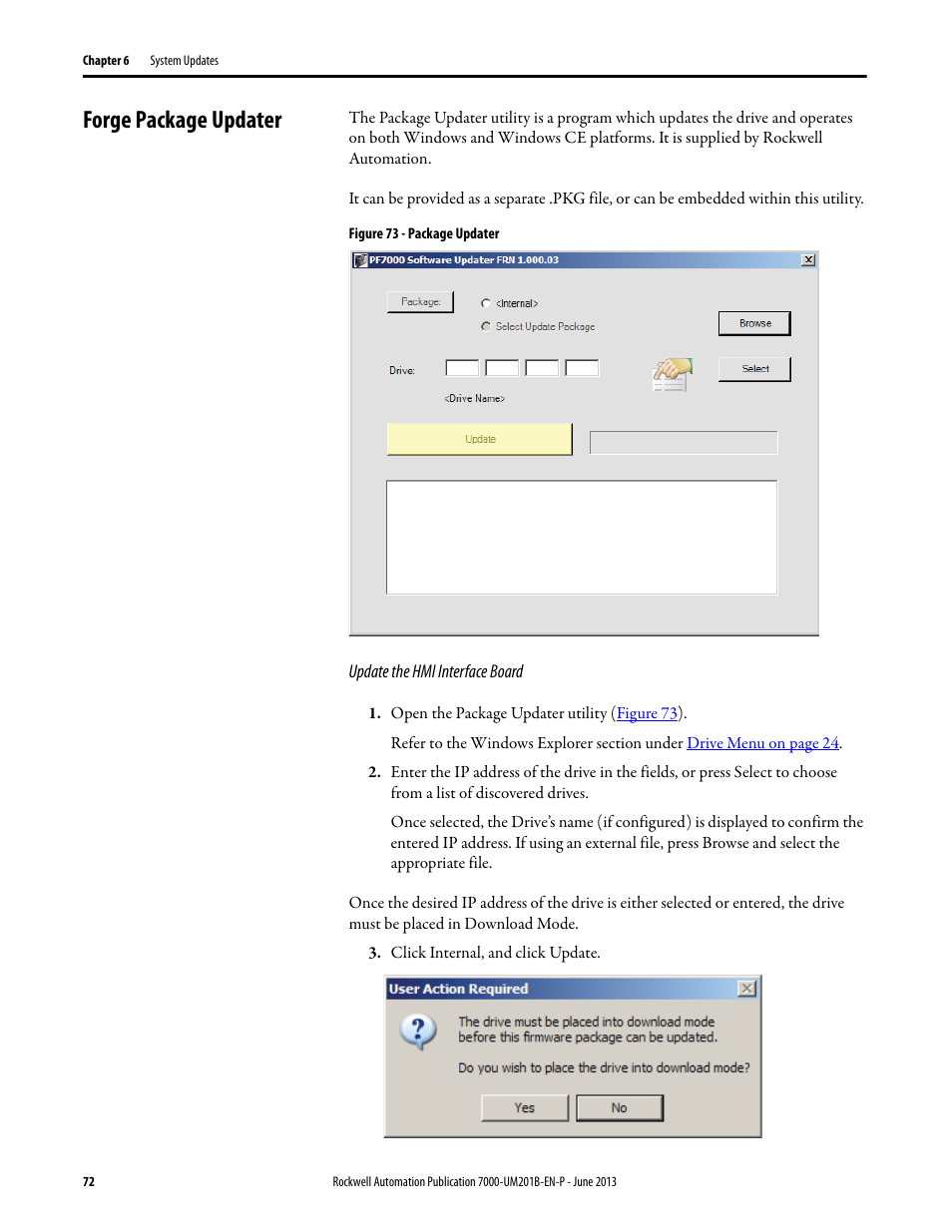 Forge package updater | Rockwell Automation 7000 PowerFlex HMI Offering with Enhanced Functionality User Manual | Page 74 / 90