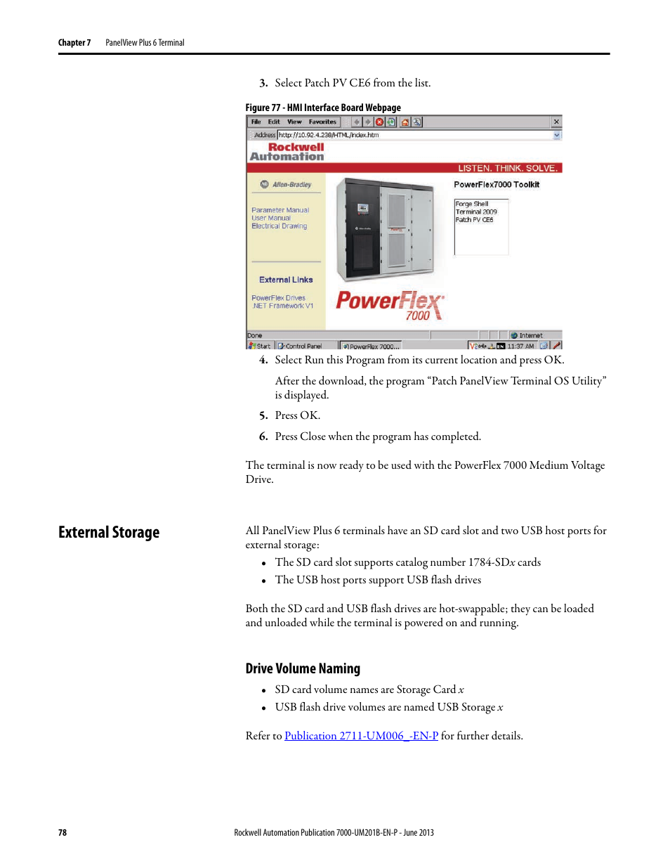 External storage, Drive volume naming, Figure 77 | Rockwell Automation 7000 PowerFlex HMI Offering with Enhanced Functionality User Manual | Page 80 / 90