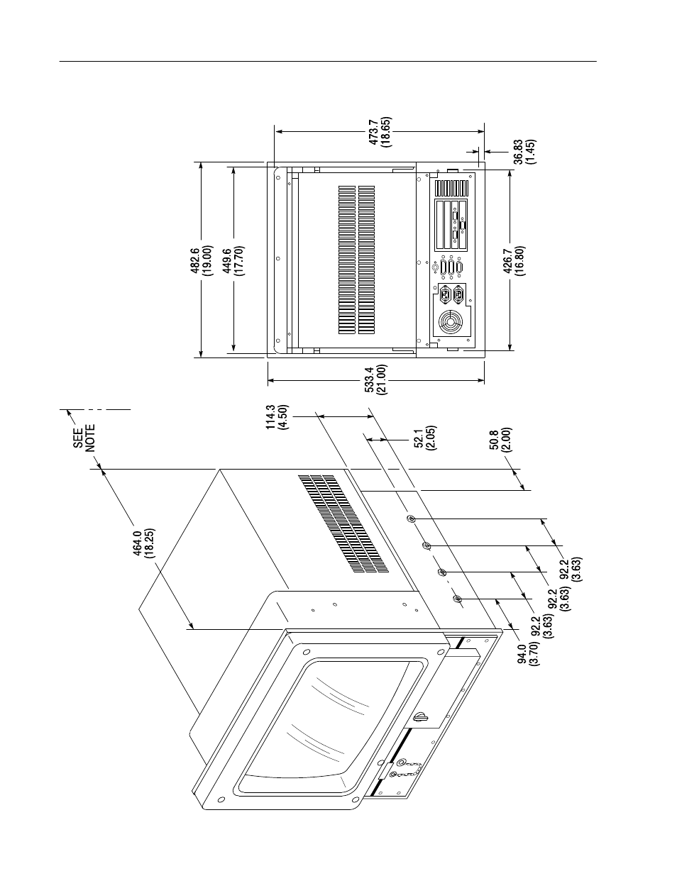 Physical dimensions | Rockwell Automation 6153 Industrial Computers (6153, 6154) User Manual | Page 4 / 28