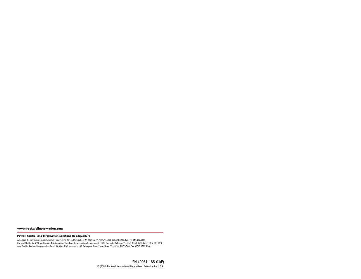 Back cover | Rockwell Automation 2711-NM11, -NM12, -NM13, -NM14, -NM15 PCMCIA Memory Cards User Manual | Page 14 / 14