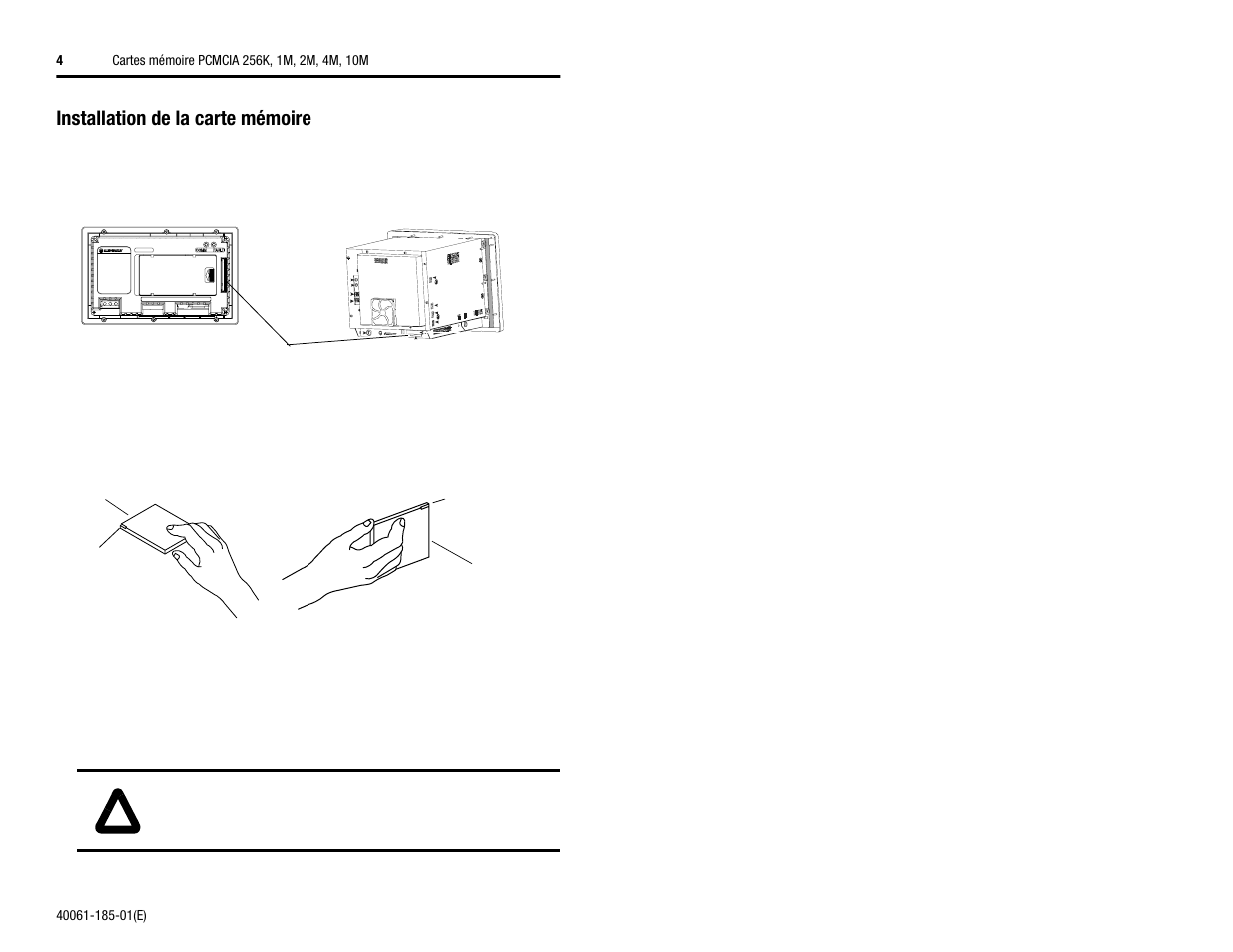 Installation de la carte mémoire | Rockwell Automation 2711-NM11, -NM12, -NM13, -NM14, -NM15 PCMCIA Memory Cards User Manual | Page 6 / 14
