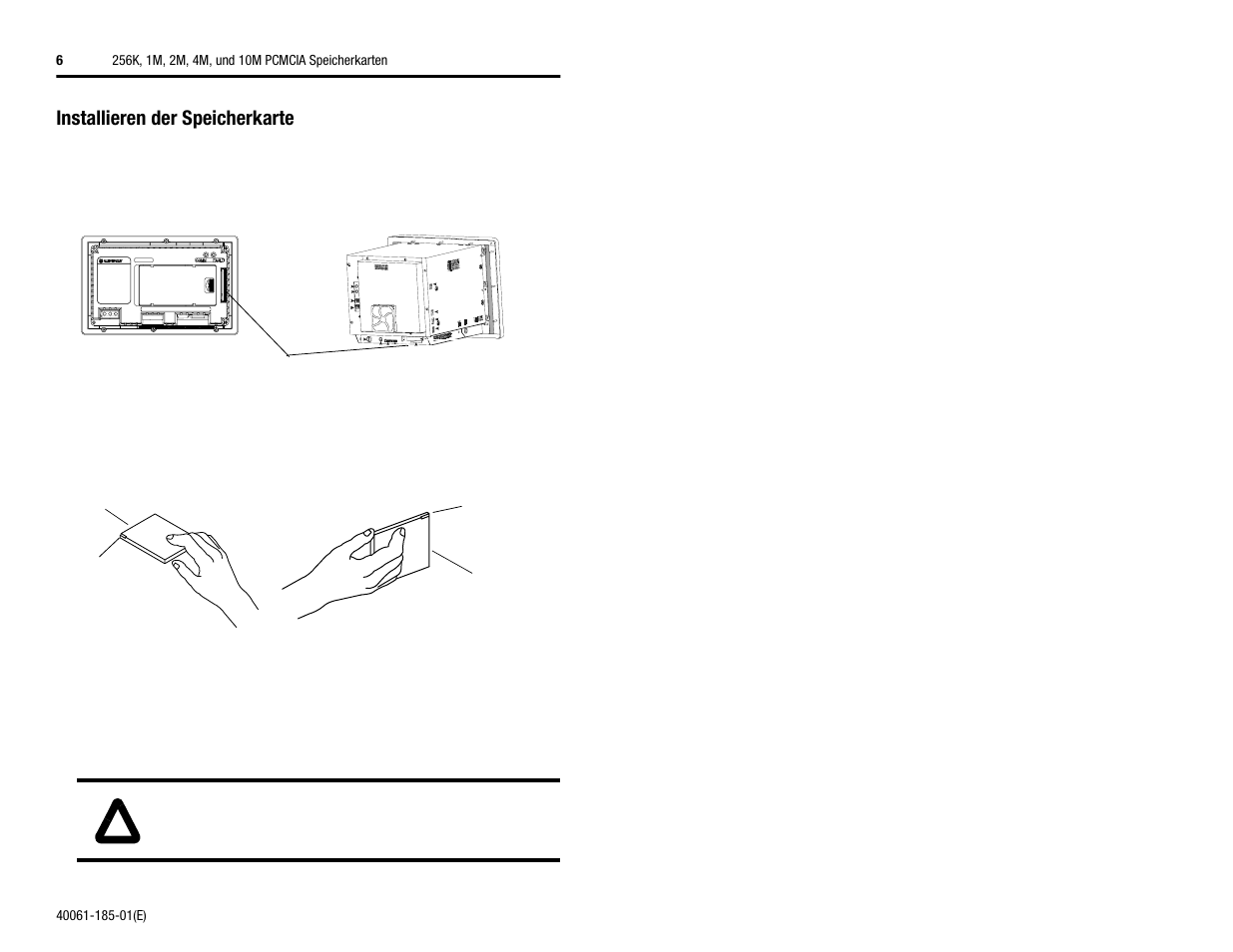 Installieren der speicherkarte | Rockwell Automation 2711-NM11, -NM12, -NM13, -NM14, -NM15 PCMCIA Memory Cards User Manual | Page 8 / 14