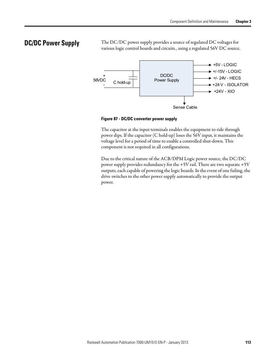 Dc/dc power supply | Rockwell Automation 7000 PowerFlex Medium Voltage AC Drive (B Frame) - ForGe Control (PanelView 550) User Manual | Page 113 / 290