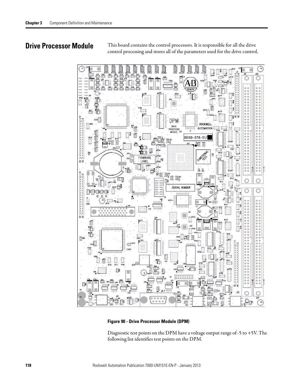 Drive processor module | Rockwell Automation 7000 PowerFlex Medium Voltage AC Drive (B Frame) - ForGe Control (PanelView 550) User Manual | Page 118 / 290