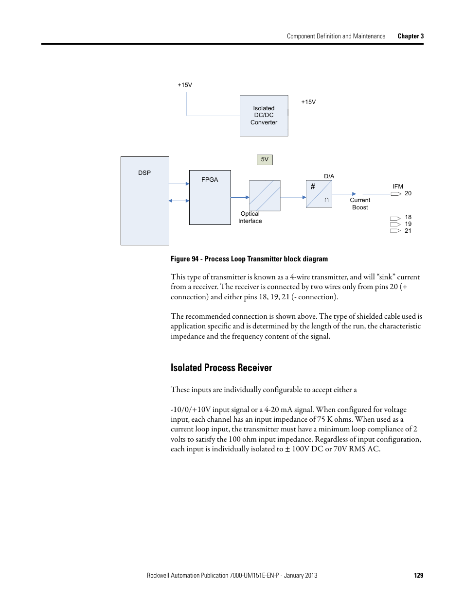 Isolated process receiver | Rockwell Automation 7000 PowerFlex Medium Voltage AC Drive (B Frame) - ForGe Control (PanelView 550) User Manual | Page 129 / 290