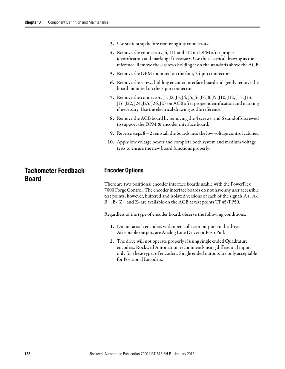 Tachometer feedback board, Encoder options | Rockwell Automation 7000 PowerFlex Medium Voltage AC Drive (B Frame) - ForGe Control (PanelView 550) User Manual | Page 132 / 290