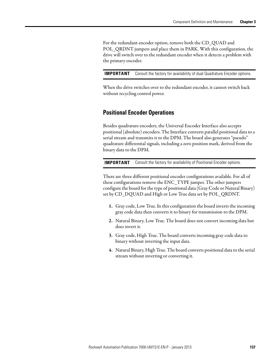 Positional encoder operations | Rockwell Automation 7000 PowerFlex Medium Voltage AC Drive (B Frame) - ForGe Control (PanelView 550) User Manual | Page 137 / 290