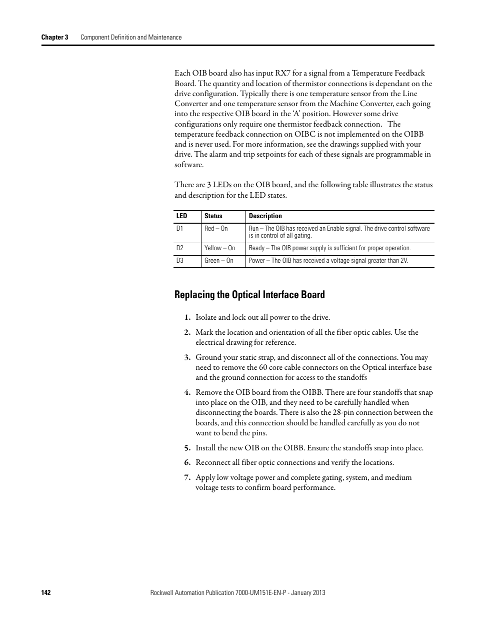 Replacing the optical interface board | Rockwell Automation 7000 PowerFlex Medium Voltage AC Drive (B Frame) - ForGe Control (PanelView 550) User Manual | Page 142 / 290