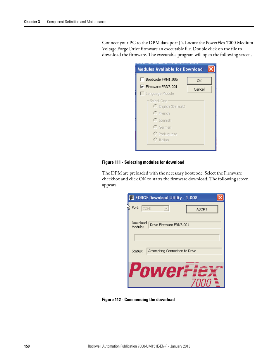 Rockwell Automation 7000 PowerFlex Medium Voltage AC Drive (B Frame) - ForGe Control (PanelView 550) User Manual | Page 150 / 290
