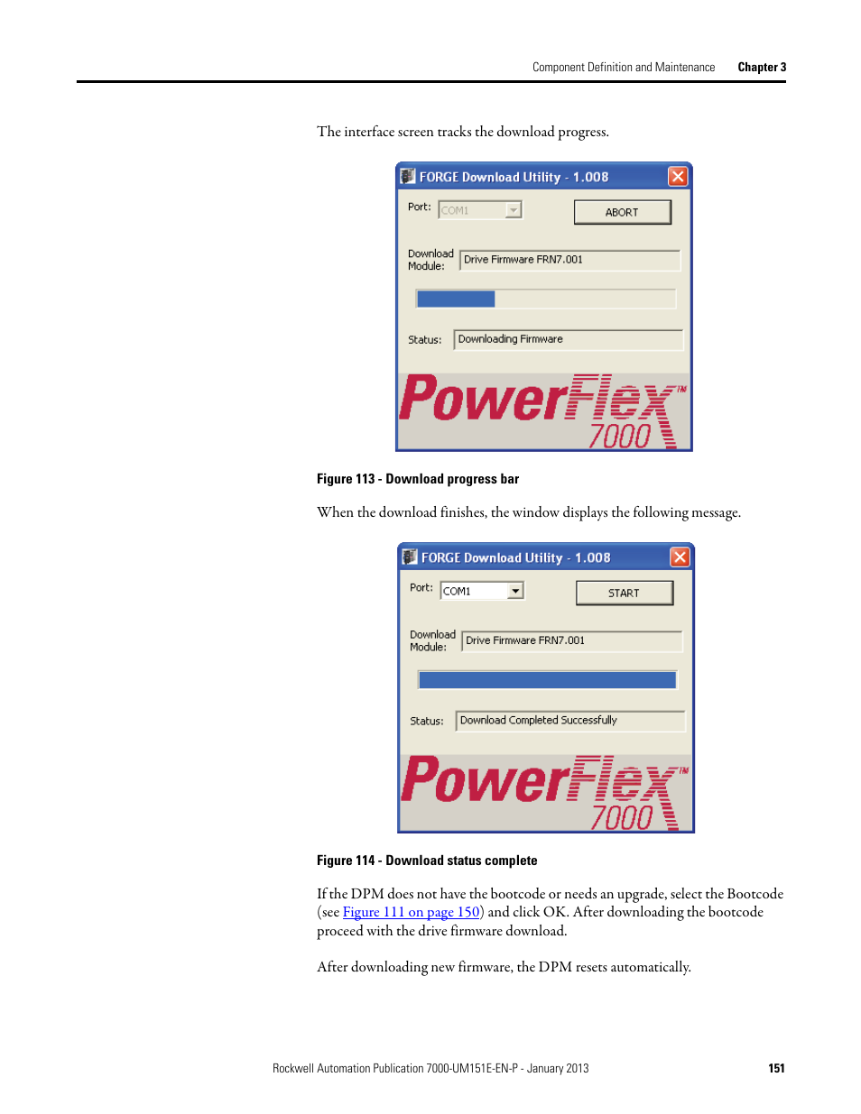 Rockwell Automation 7000 PowerFlex Medium Voltage AC Drive (B Frame) - ForGe Control (PanelView 550) User Manual | Page 151 / 290