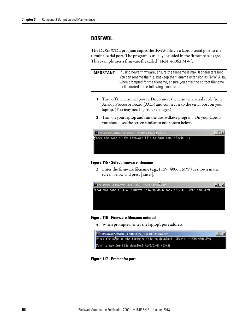 Dosfwdl | Rockwell Automation 7000 PowerFlex Medium Voltage AC Drive (B Frame) - ForGe Control (PanelView 550) User Manual | Page 154 / 290