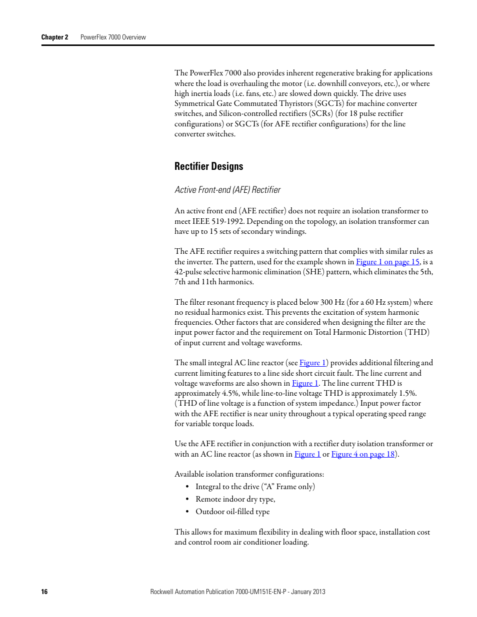 Rectifier designs, Active front-end (afe) rectifier | Rockwell Automation 7000 PowerFlex Medium Voltage AC Drive (B Frame) - ForGe Control (PanelView 550) User Manual | Page 16 / 290