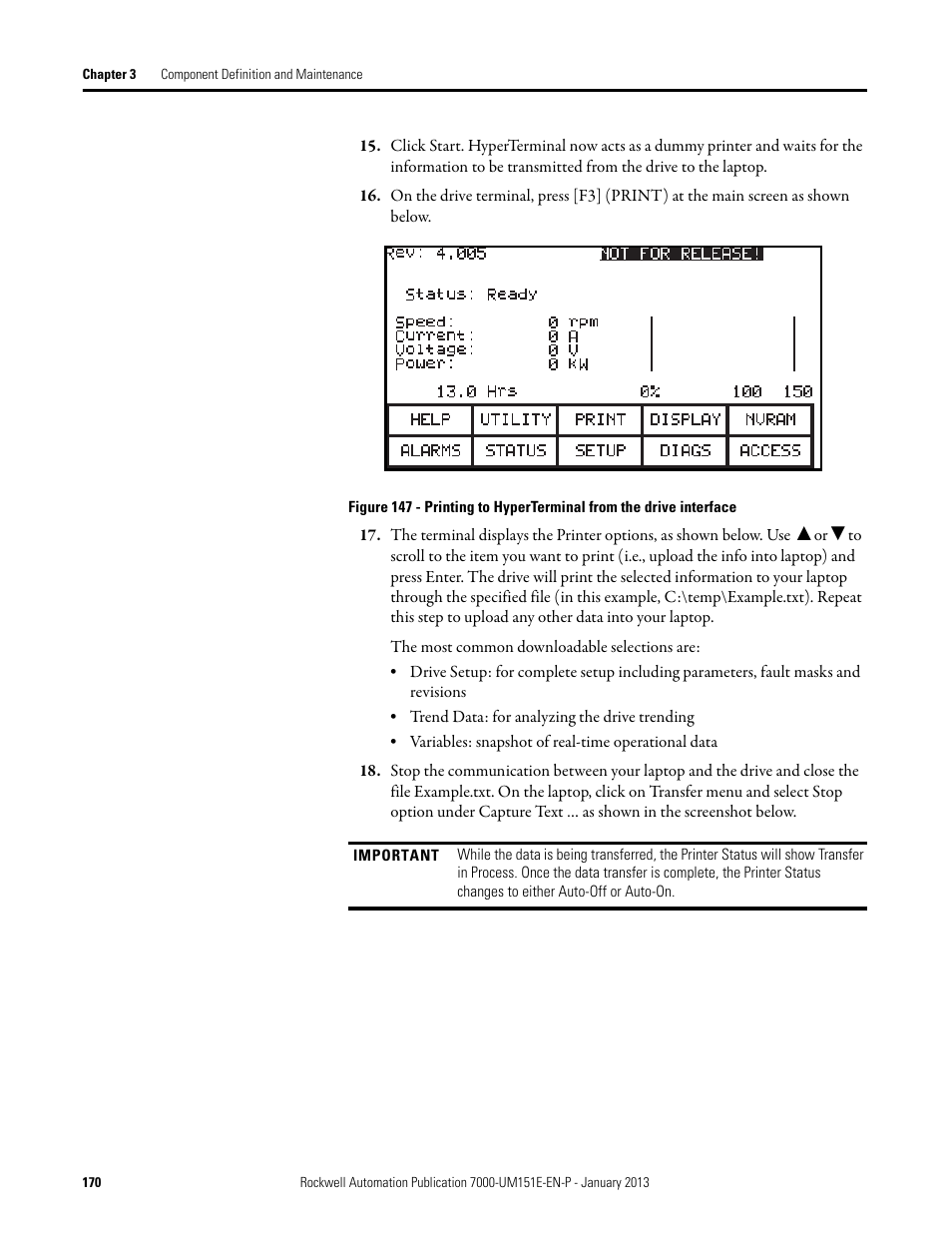 Rockwell Automation 7000 PowerFlex Medium Voltage AC Drive (B Frame) - ForGe Control (PanelView 550) User Manual | Page 170 / 290