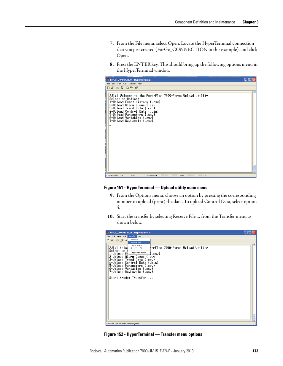 Rockwell Automation 7000 PowerFlex Medium Voltage AC Drive (B Frame) - ForGe Control (PanelView 550) User Manual | Page 173 / 290