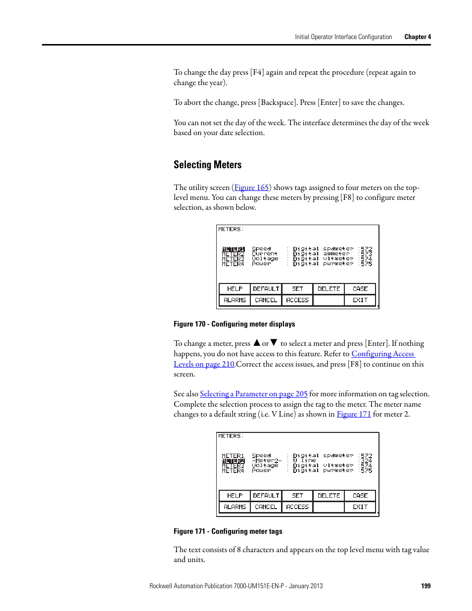 Selecting meters | Rockwell Automation 7000 PowerFlex Medium Voltage AC Drive (B Frame) - ForGe Control (PanelView 550) User Manual | Page 199 / 290