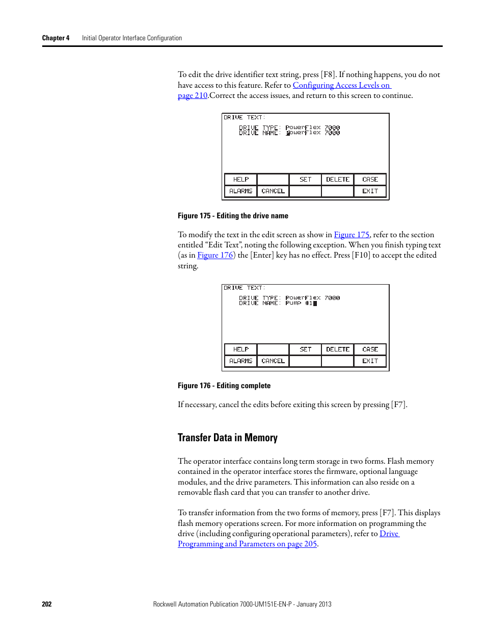 Transfer data in memory | Rockwell Automation 7000 PowerFlex Medium Voltage AC Drive (B Frame) - ForGe Control (PanelView 550) User Manual | Page 202 / 290