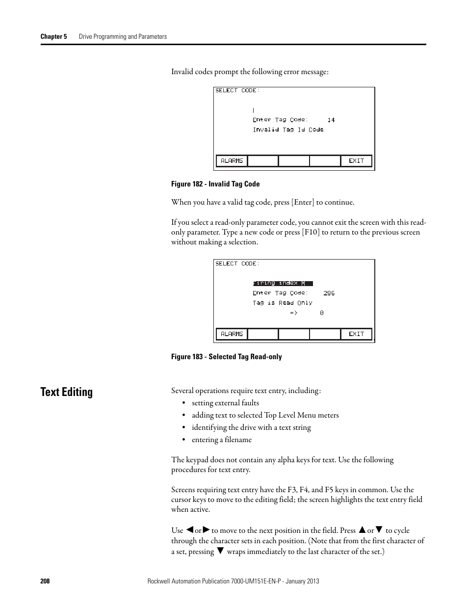 Text editing | Rockwell Automation 7000 PowerFlex Medium Voltage AC Drive (B Frame) - ForGe Control (PanelView 550) User Manual | Page 208 / 290