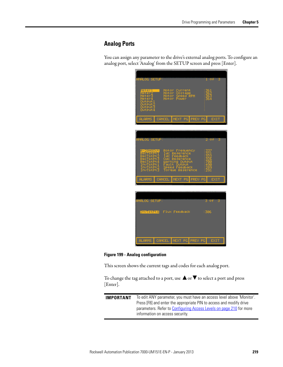 Analog ports | Rockwell Automation 7000 PowerFlex Medium Voltage AC Drive (B Frame) - ForGe Control (PanelView 550) User Manual | Page 219 / 290