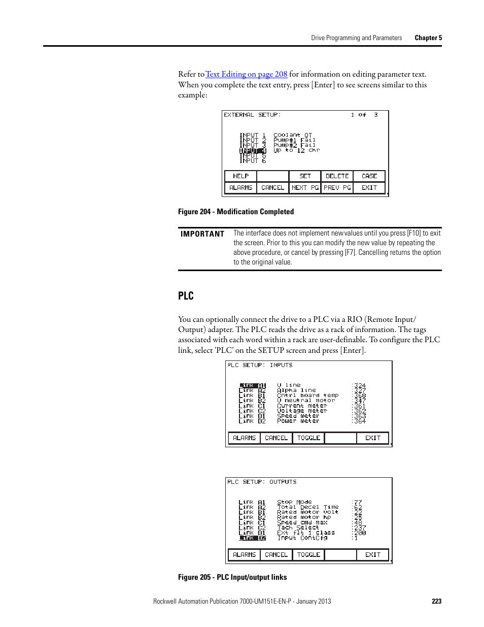 Rockwell Automation 7000 PowerFlex Medium Voltage AC Drive (B Frame) - ForGe Control (PanelView 550) User Manual | Page 223 / 290